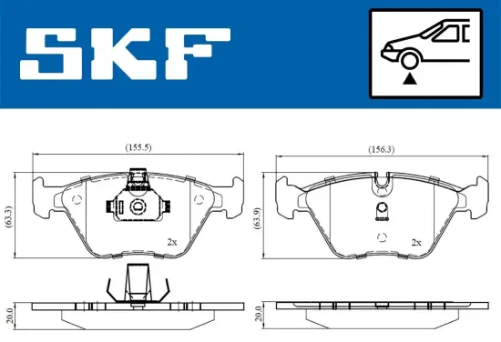 Bremsbelagsatz, Scheibenbremse SKF VKBP 80311 Bild Bremsbelagsatz, Scheibenbremse SKF VKBP 80311