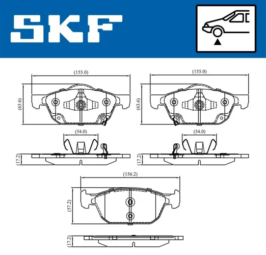 Bremsbelagsatz, Scheibenbremse Vorderachse SKF VKBP 80320 A Bild Bremsbelagsatz, Scheibenbremse Vorderachse SKF VKBP 80320 A