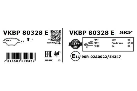 Bremsbelagsatz, Scheibenbremse SKF VKBP 80328 E Bild Bremsbelagsatz, Scheibenbremse SKF VKBP 80328 E