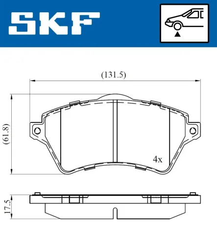 Bremsbelagsatz, Scheibenbremse Vorderachse SKF VKBP 80375 Bild Bremsbelagsatz, Scheibenbremse Vorderachse SKF VKBP 80375