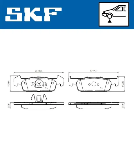 Bremsbelagsatz, Scheibenbremse SKF VKBP 80376 Bild Bremsbelagsatz, Scheibenbremse SKF VKBP 80376