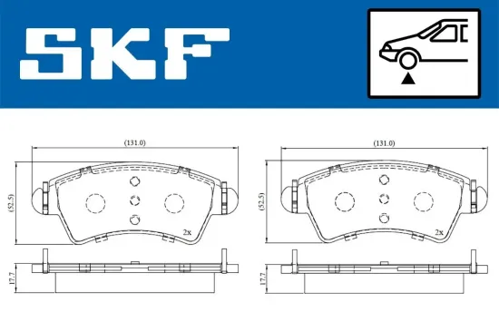 Bremsbelagsatz, Scheibenbremse Vorderachse SKF VKBP 80380 Bild Bremsbelagsatz, Scheibenbremse Vorderachse SKF VKBP 80380