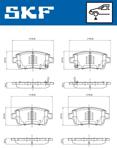 Bremsbelagsatz, Scheibenbremse Vorderachse SKF VKBP 80382 A Bild Bremsbelagsatz, Scheibenbremse Vorderachse SKF VKBP 80382 A