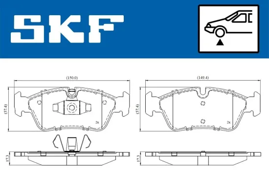 Bremsbelagsatz, Scheibenbremse Vorderachse SKF VKBP 80399 Bild Bremsbelagsatz, Scheibenbremse Vorderachse SKF VKBP 80399