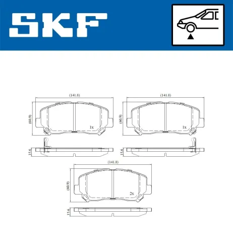 Bremsbelagsatz, Scheibenbremse Vorderachse SKF VKBP 80406 A Bild Bremsbelagsatz, Scheibenbremse Vorderachse SKF VKBP 80406 A