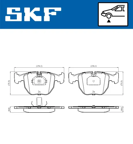 Bremsbelagsatz, Scheibenbremse SKF VKBP 80411 Bild Bremsbelagsatz, Scheibenbremse SKF VKBP 80411