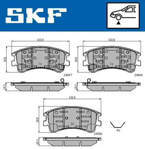 Bremsbelagsatz, Scheibenbremse Vorderachse SKF VKBP 80421 A Bild Bremsbelagsatz, Scheibenbremse Vorderachse SKF VKBP 80421 A