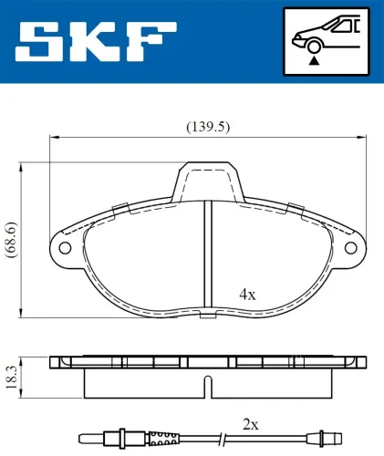 Bremsbelagsatz, Scheibenbremse SKF VKBP 80423 E Bild Bremsbelagsatz, Scheibenbremse SKF VKBP 80423 E