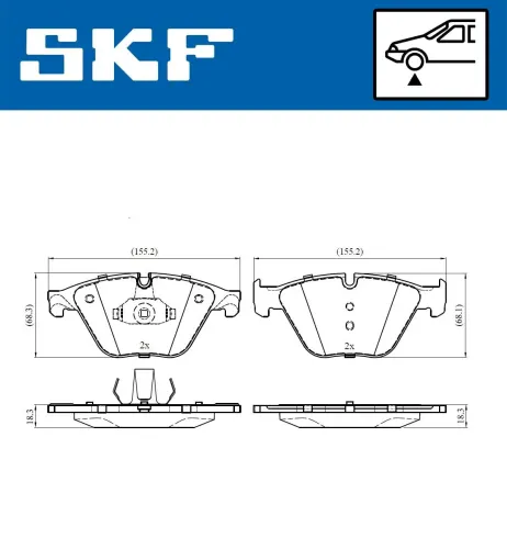 Bremsbelagsatz, Scheibenbremse SKF VKBP 80444 Bild Bremsbelagsatz, Scheibenbremse SKF VKBP 80444