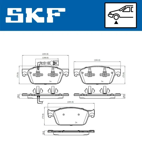 Bremsbelagsatz, Scheibenbremse Vorderachse SKF VKBP 80445 E Bild Bremsbelagsatz, Scheibenbremse Vorderachse SKF VKBP 80445 E