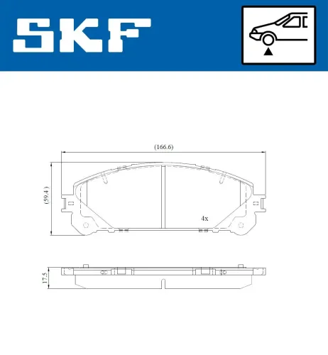 Bremsbelagsatz, Scheibenbremse Vorderachse SKF VKBP 80473 Bild Bremsbelagsatz, Scheibenbremse Vorderachse SKF VKBP 80473