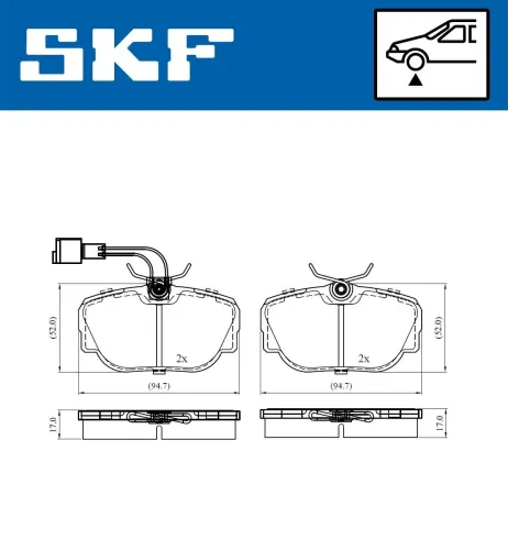 Bremsbelagsatz, Scheibenbremse SKF VKBP 80480 E Bild Bremsbelagsatz, Scheibenbremse SKF VKBP 80480 E