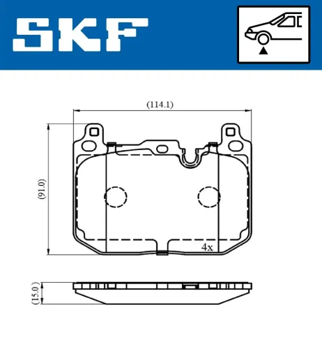 Bremsbelagsatz, Scheibenbremse Vorderachse SKF VKBP 80481 Bild Bremsbelagsatz, Scheibenbremse Vorderachse SKF VKBP 80481