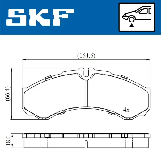 Bremsbelagsatz, Scheibenbremse Vorderachse SKF VKBP 80507 Bild Bremsbelagsatz, Scheibenbremse Vorderachse SKF VKBP 80507