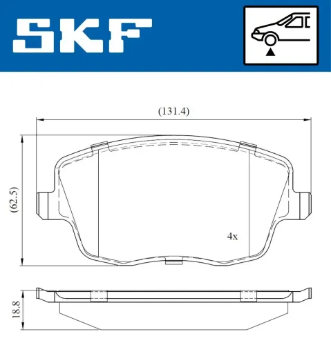 Bremsbelagsatz, Scheibenbremse Vorderachse SKF VKBP 80517 Bild Bremsbelagsatz, Scheibenbremse Vorderachse SKF VKBP 80517
