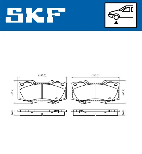 Bremsbelagsatz, Scheibenbremse Vorderachse SKF VKBP 80523 A Bild Bremsbelagsatz, Scheibenbremse Vorderachse SKF VKBP 80523 A