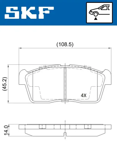 Bremsbelagsatz, Scheibenbremse SKF VKBP 80542 Bild Bremsbelagsatz, Scheibenbremse SKF VKBP 80542