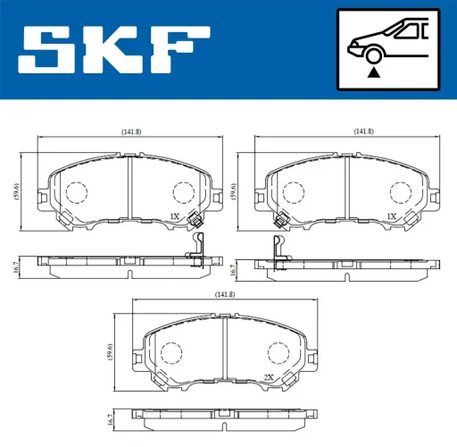 Bremsbelagsatz, Scheibenbremse Vorderachse SKF VKBP 80557 A Bild Bremsbelagsatz, Scheibenbremse Vorderachse SKF VKBP 80557 A