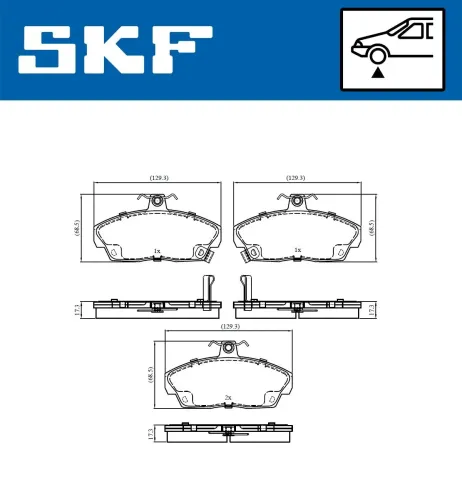 Bremsbelagsatz, Scheibenbremse Vorderachse SKF VKBP 80577 A Bild Bremsbelagsatz, Scheibenbremse Vorderachse SKF VKBP 80577 A