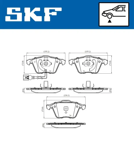 Bremsbelagsatz, Scheibenbremse SKF VKBP 80586 E Bild Bremsbelagsatz, Scheibenbremse SKF VKBP 80586 E