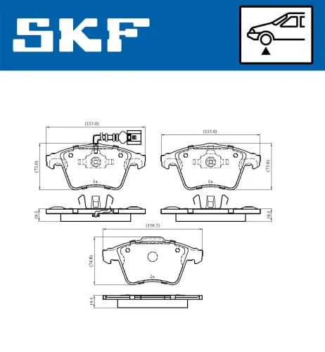 Bremsbelagsatz, Scheibenbremse Vorderachse SKF VKBP 80589 E Bild Bremsbelagsatz, Scheibenbremse Vorderachse SKF VKBP 80589 E
