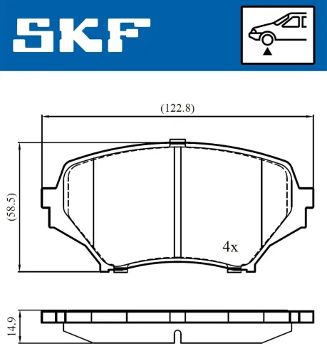 Bremsbelagsatz, Scheibenbremse Vorderachse SKF VKBP 80592 A Bild Bremsbelagsatz, Scheibenbremse Vorderachse SKF VKBP 80592 A