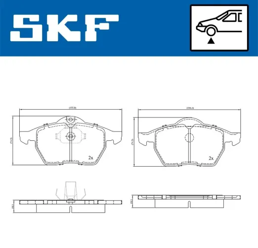 Bremsbelagsatz, Scheibenbremse SKF VKBP 80593 Bild Bremsbelagsatz, Scheibenbremse SKF VKBP 80593