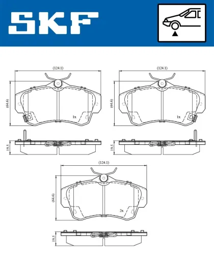 Bremsbelagsatz, Scheibenbremse Vorderachse SKF VKBP 80605 A Bild Bremsbelagsatz, Scheibenbremse Vorderachse SKF VKBP 80605 A