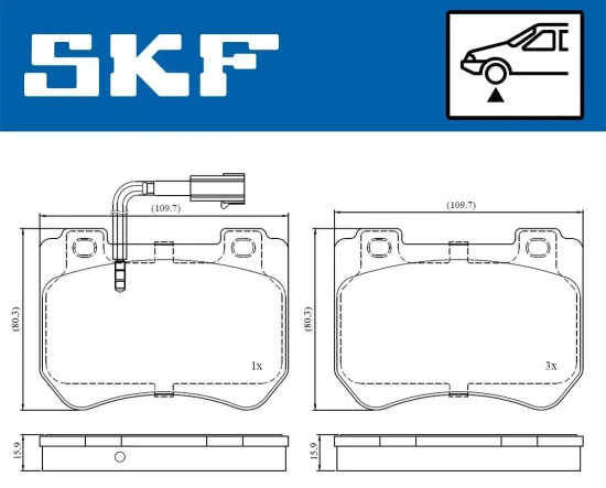 Bremsbelagsatz, Scheibenbremse SKF VKBP 80610 E Bild Bremsbelagsatz, Scheibenbremse SKF VKBP 80610 E