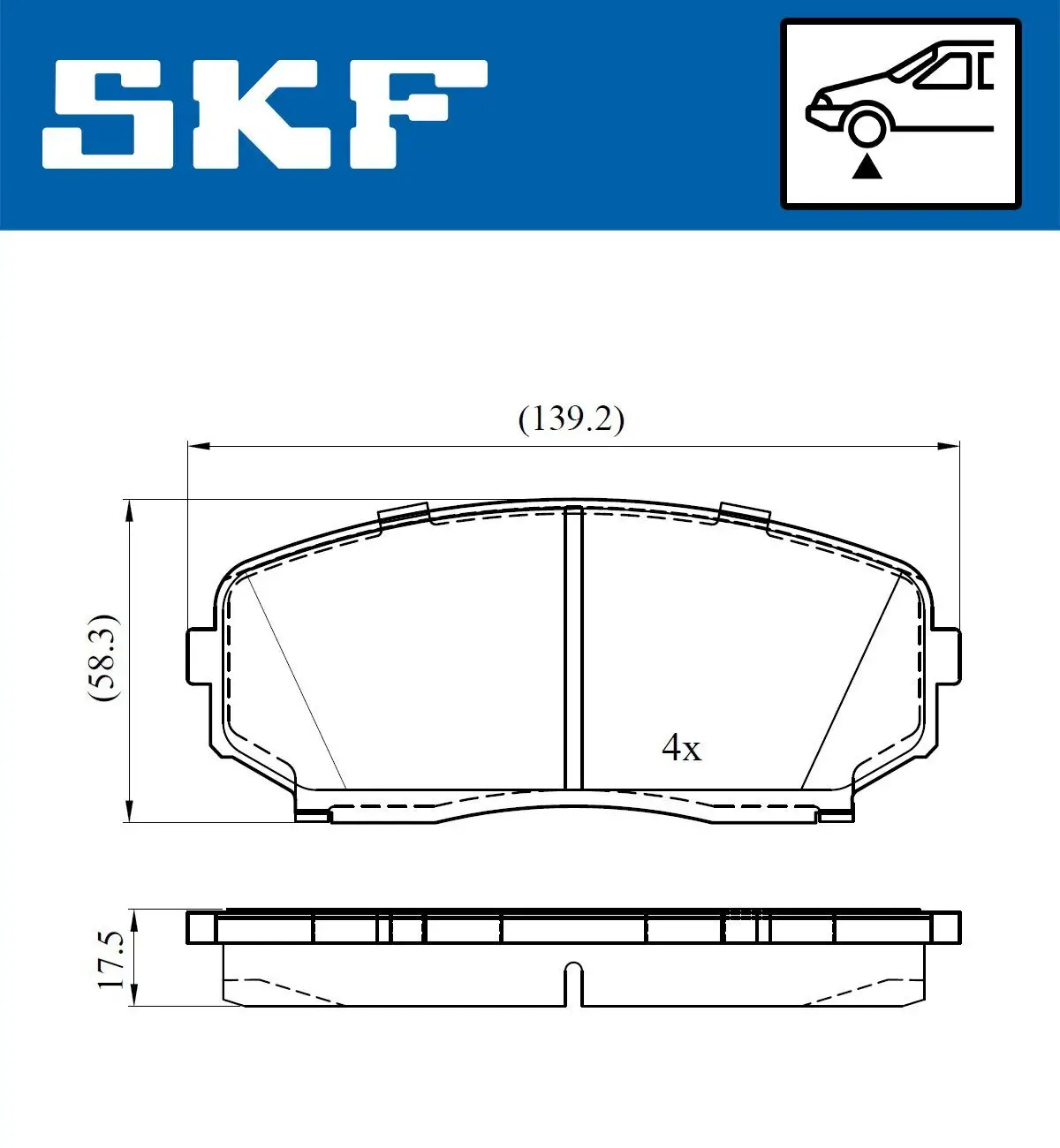 Bremsbelagsatz, Scheibenbremse SKF VKBP 80612 A Bild Bremsbelagsatz, Scheibenbremse SKF VKBP 80612 A