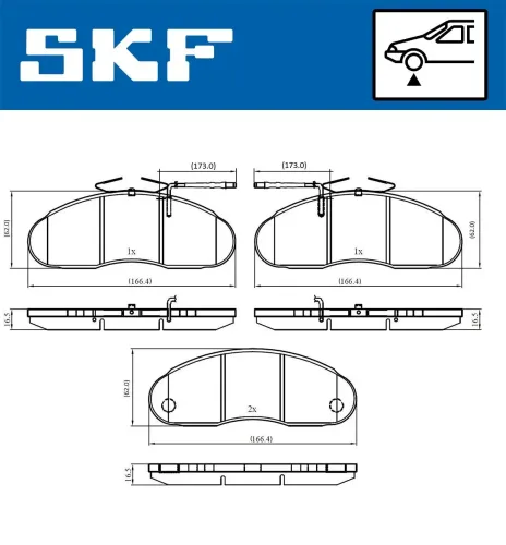 Bremsbelagsatz, Scheibenbremse Vorderachse SKF VKBP 80616 E Bild Bremsbelagsatz, Scheibenbremse Vorderachse SKF VKBP 80616 E