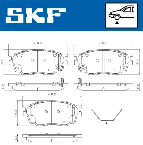 Bremsbelagsatz, Scheibenbremse Vorderachse SKF VKBP 80619 A Bild Bremsbelagsatz, Scheibenbremse Vorderachse SKF VKBP 80619 A