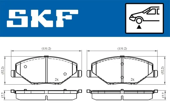 Bremsbelagsatz, Scheibenbremse Vorderachse SKF VKBP 80628 Bild Bremsbelagsatz, Scheibenbremse Vorderachse SKF VKBP 80628