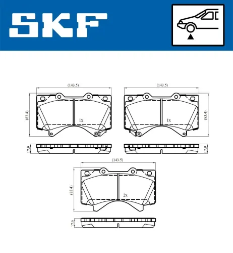 Bremsbelagsatz, Scheibenbremse Vorderachse SKF VKBP 80635 A Bild Bremsbelagsatz, Scheibenbremse Vorderachse SKF VKBP 80635 A