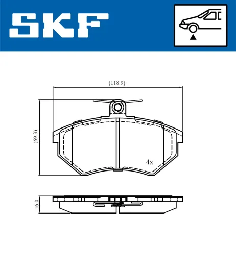 Bremsbelagsatz, Scheibenbremse SKF VKBP 80668 Bild Bremsbelagsatz, Scheibenbremse SKF VKBP 80668