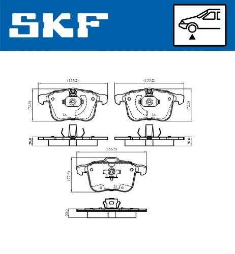 Bremsbelagsatz, Scheibenbremse SKF VKBP 80674 Bild Bremsbelagsatz, Scheibenbremse SKF VKBP 80674