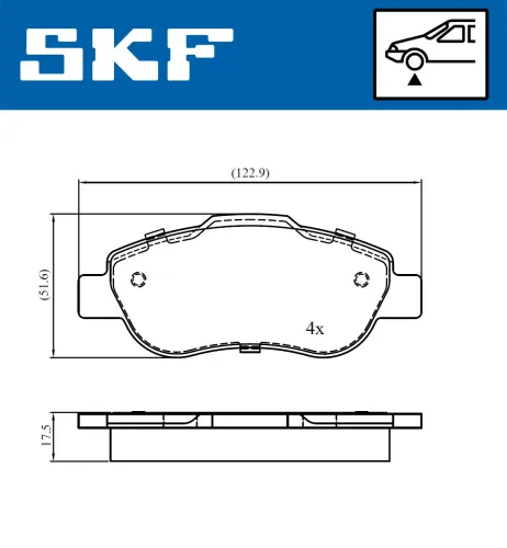 Bremsbelagsatz, Scheibenbremse SKF VKBP 80677 Bild Bremsbelagsatz, Scheibenbremse SKF VKBP 80677