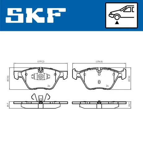 Bremsbelagsatz, Scheibenbremse SKF VKBP 80702 Bild Bremsbelagsatz, Scheibenbremse SKF VKBP 80702