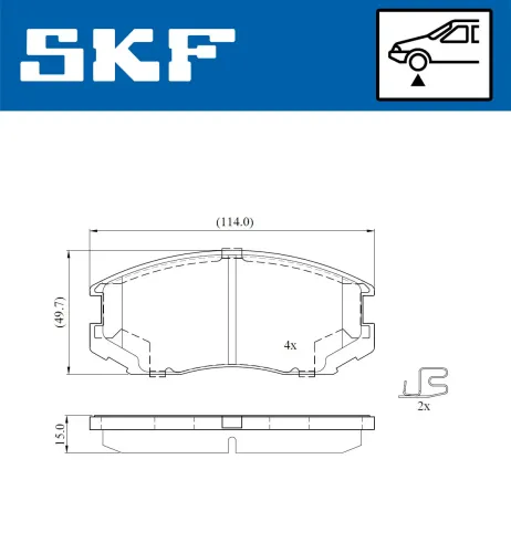 Bremsbelagsatz, Scheibenbremse Vorderachse SKF VKBP 80715 A Bild Bremsbelagsatz, Scheibenbremse Vorderachse SKF VKBP 80715 A