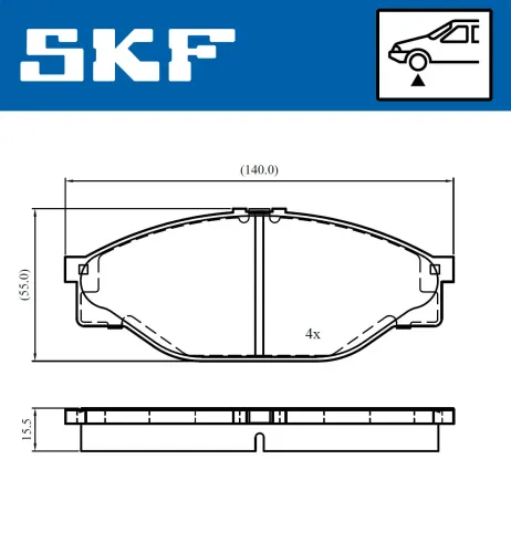 Bremsbelagsatz, Scheibenbremse SKF VKBP 80716 Bild Bremsbelagsatz, Scheibenbremse SKF VKBP 80716