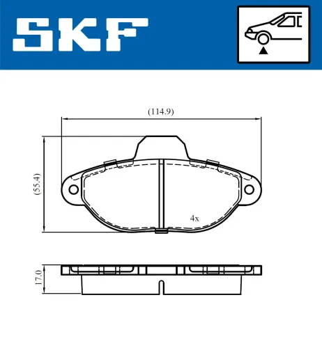 Bremsbelagsatz, Scheibenbremse SKF VKBP 80720 Bild Bremsbelagsatz, Scheibenbremse SKF VKBP 80720