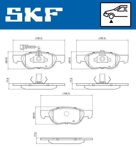 Bremsbelagsatz, Scheibenbremse Vorderachse SKF VKBP 80774 E Bild Bremsbelagsatz, Scheibenbremse Vorderachse SKF VKBP 80774 E