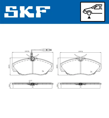 Bremsbelagsatz, Scheibenbremse Vorderachse SKF VKBP 80795 E Bild Bremsbelagsatz, Scheibenbremse Vorderachse SKF VKBP 80795 E