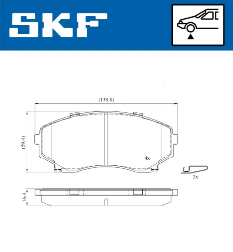 Bremsbelagsatz, Scheibenbremse Vorderachse SKF VKBP 80822 A Bild Bremsbelagsatz, Scheibenbremse Vorderachse SKF VKBP 80822 A