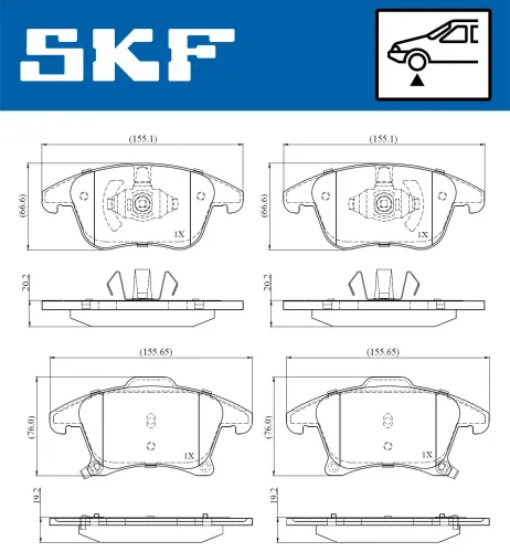 Bremsbelagsatz, Scheibenbremse SKF VKBP 80847 A Bild Bremsbelagsatz, Scheibenbremse SKF VKBP 80847 A