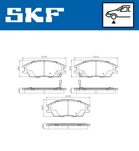 Bremsbelagsatz, Scheibenbremse Vorderachse SKF VKBP 80855 A Bild Bremsbelagsatz, Scheibenbremse Vorderachse SKF VKBP 80855 A