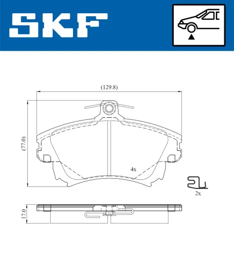 Bremsbelagsatz, Scheibenbremse Vorderachse SKF VKBP 80900 A Bild Bremsbelagsatz, Scheibenbremse Vorderachse SKF VKBP 80900 A