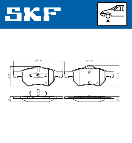 Bremsbelagsatz, Scheibenbremse Vorderachse SKF VKBP 80915 Bild Bremsbelagsatz, Scheibenbremse Vorderachse SKF VKBP 80915