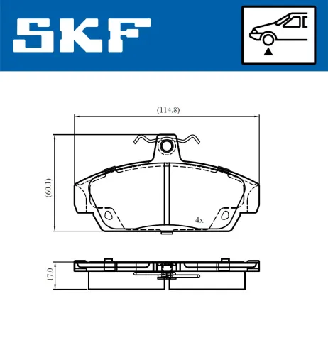 Bremsbelagsatz, Scheibenbremse Vorderachse SKF VKBP 80997 Bild Bremsbelagsatz, Scheibenbremse Vorderachse SKF VKBP 80997