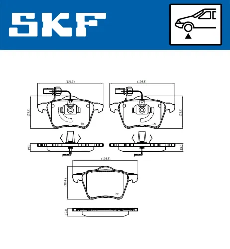 Bremsbelagsatz, Scheibenbremse Vorderachse SKF VKBP 81036 E Bild Bremsbelagsatz, Scheibenbremse Vorderachse SKF VKBP 81036 E